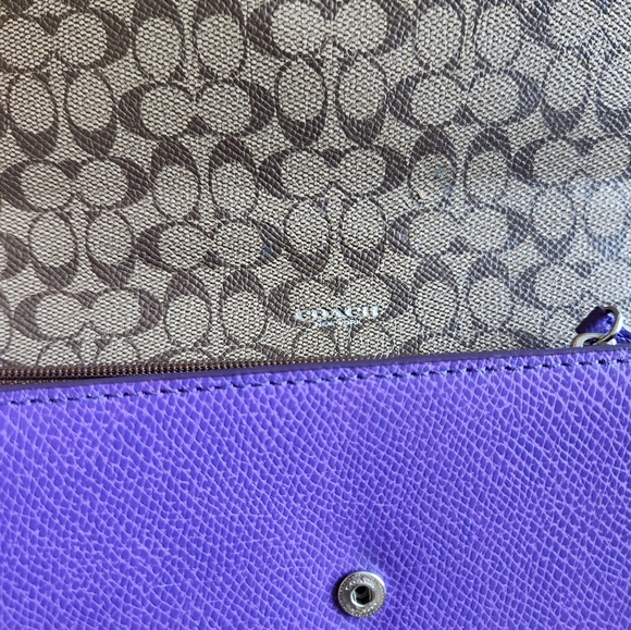 Coach 52628 Pop Slip Metallic Purple Iris Crossgrain Leather Envelope Wallet - Picture 3 of 13